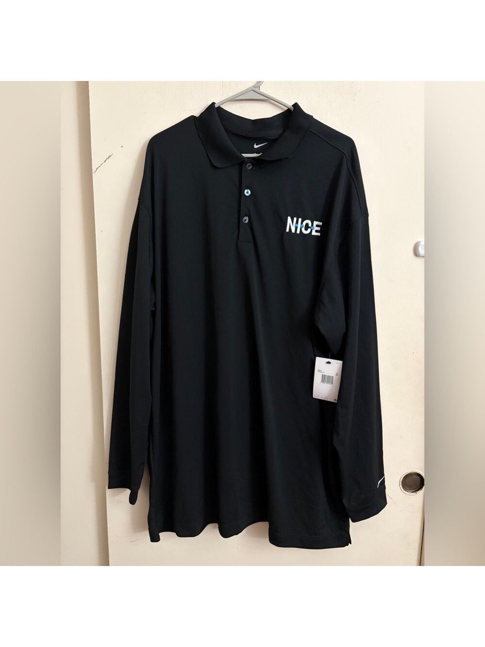 Nike Mens Black Golf Long Sleeve Shirt with Nice Logo Size 3X NWT